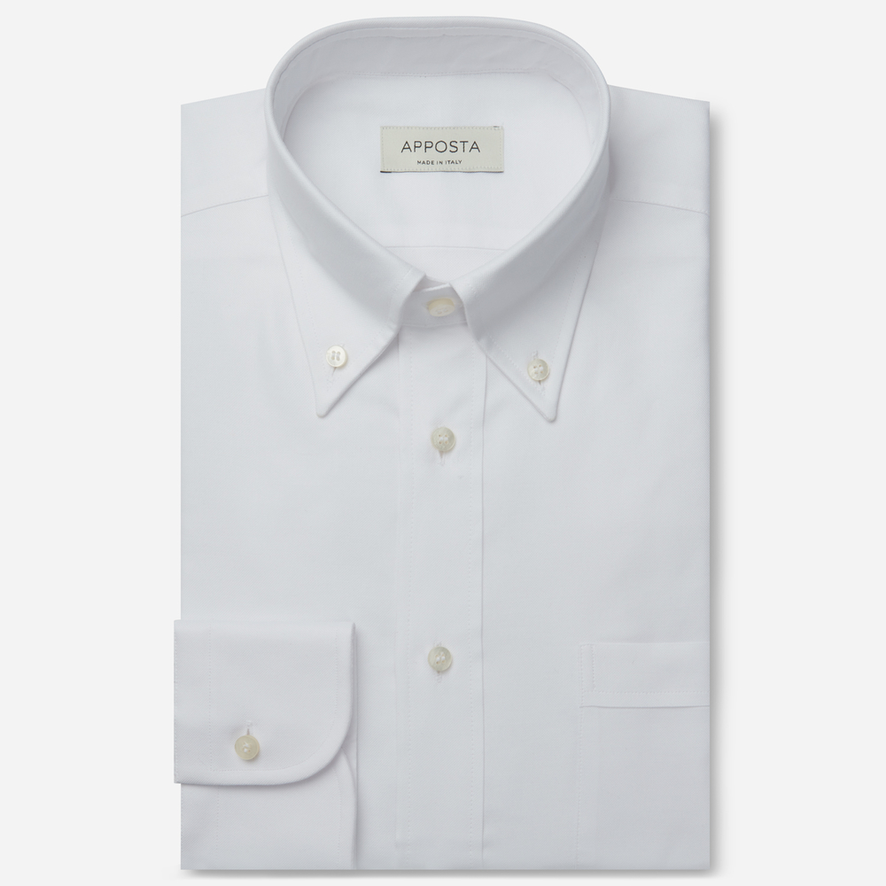 Shirt  solid  white 100% pure cotton oxford, collar style  button-down collar