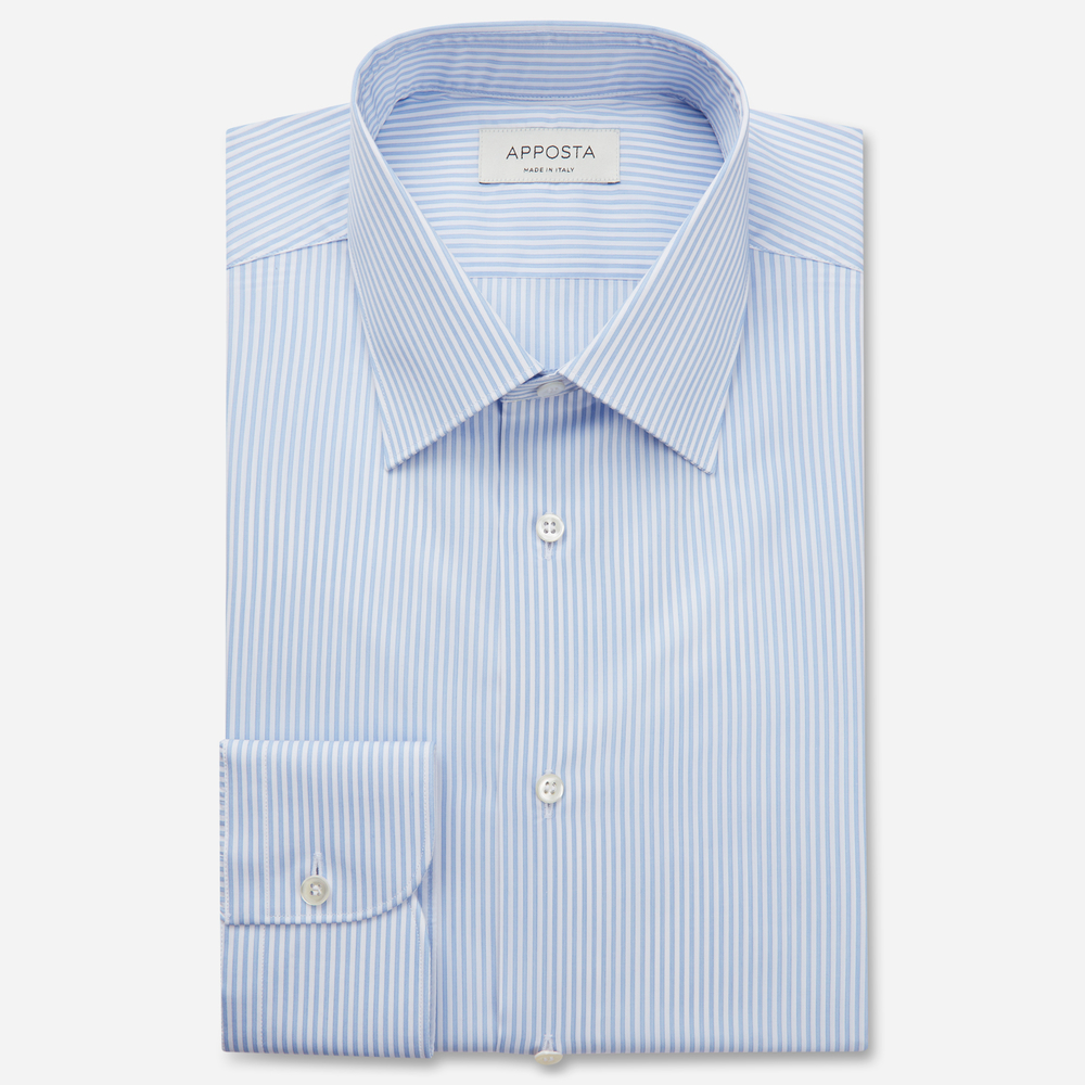 Hemd  streifen  hellblau baumwolle twill giza 87, kragenform  niedriger spi günstig online kaufen
