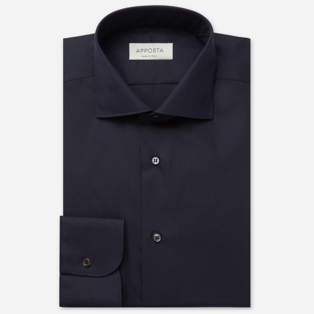 Hemd  einfarbig  marineblau stretch popeline, kragenform  spreizkragen günstig online kaufen