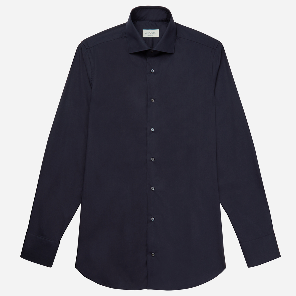 Hemd  einfarbig  marineblau stretch popeline, kragenform  spreizkragen günstig online kaufen