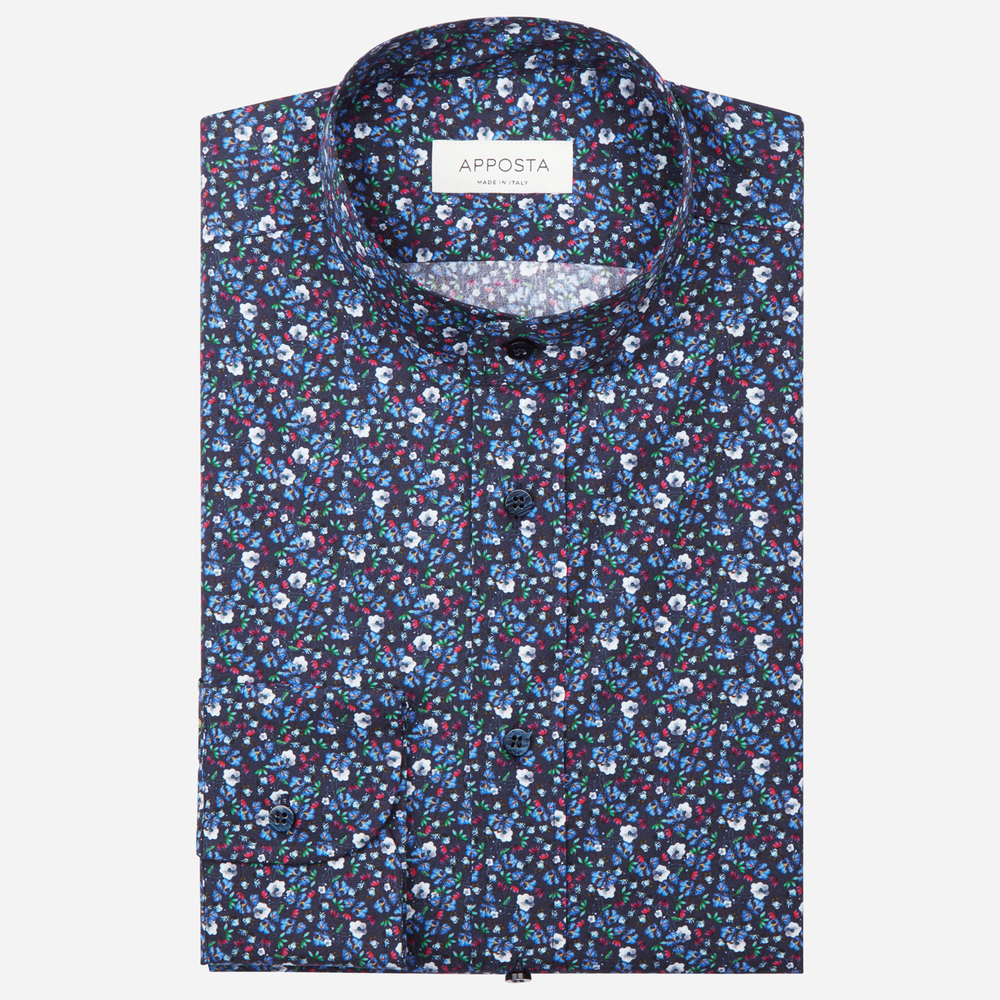 Shirt  flowers designs  multi 100% pure cotton poplin, collar style  band collar