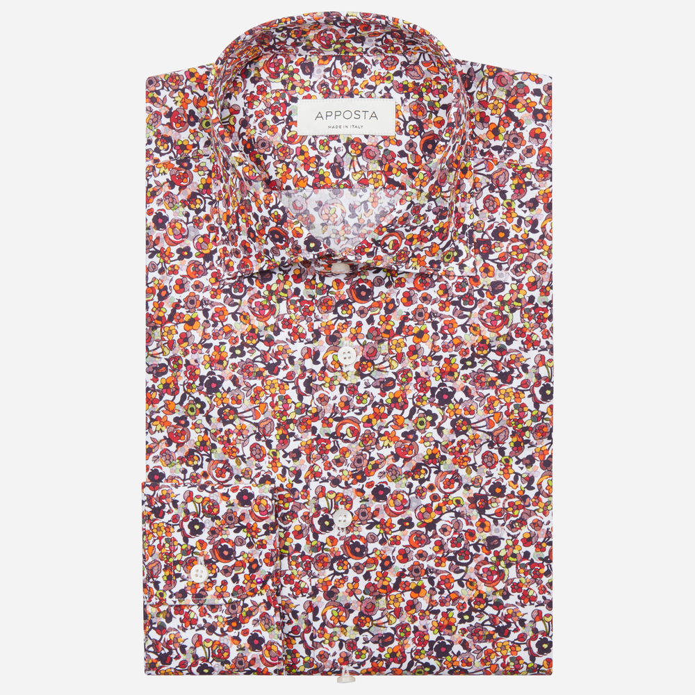 Shirt  flowers designs  multi 100% pure cotton poplin, collar style  semi-spread collar