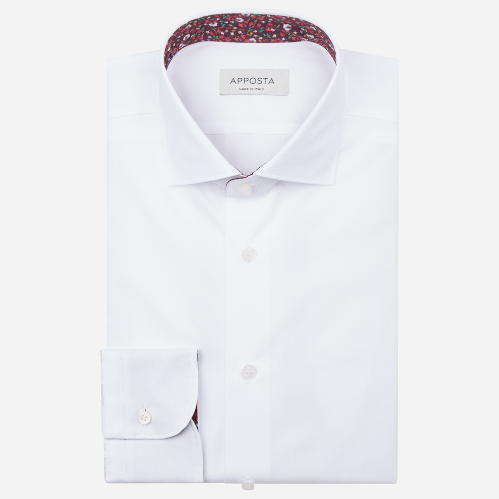 Image of Shirt solid white 100% pure cotton poplin double twisted, collar style updated spread collar with short points