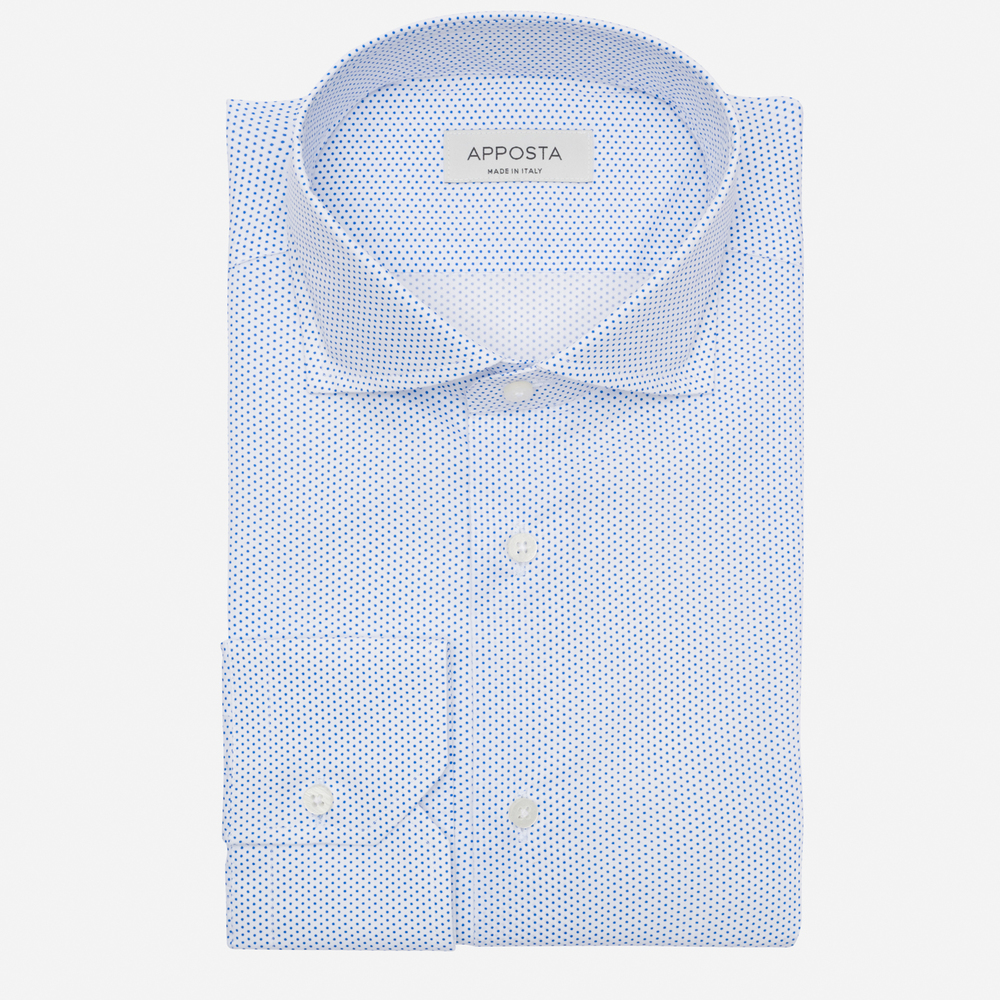 Image of Shirt polka dot designs light blue 100% pure cotton plain, collar style lower spread collar