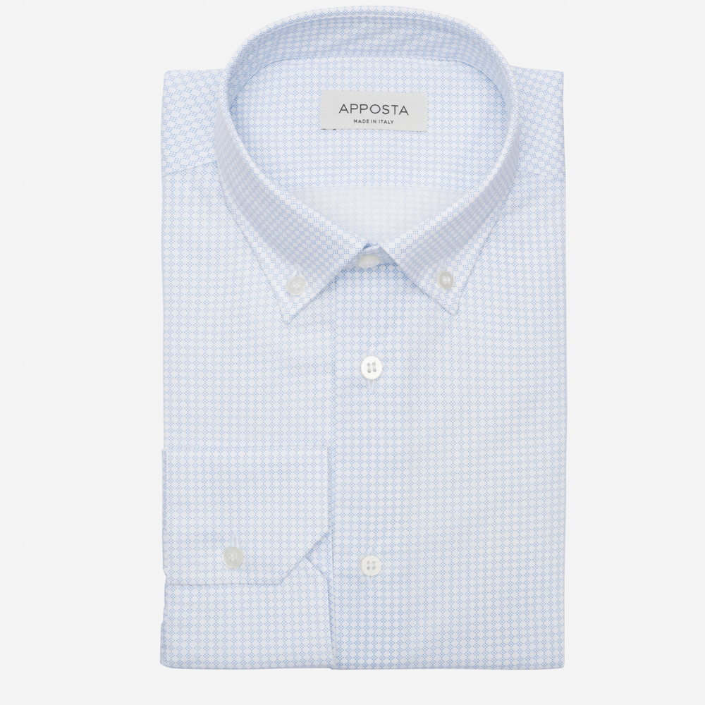 Image of Shirt polka dot designs light blue 100% pure cotton poplin, collar style small button-down collar