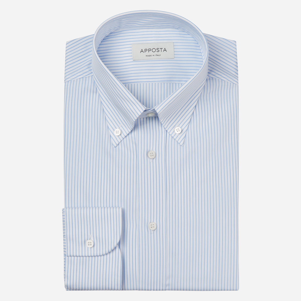Hemd  streifen  hellblau baumwolle popeline, kragenform  button-down-kragen günstig online kaufen