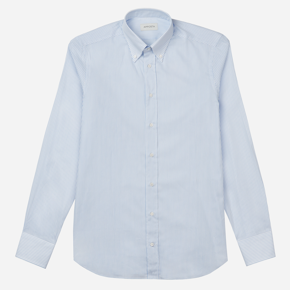 Hemd  streifen  hellblau baumwolle popeline, kragenform  button-down-kragen günstig online kaufen