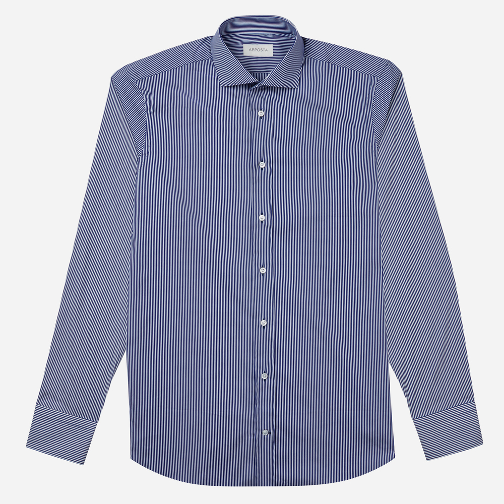 Hemd  streifen  marineblau stretch satin, kragenform  modernisierter spreiz günstig online kaufen