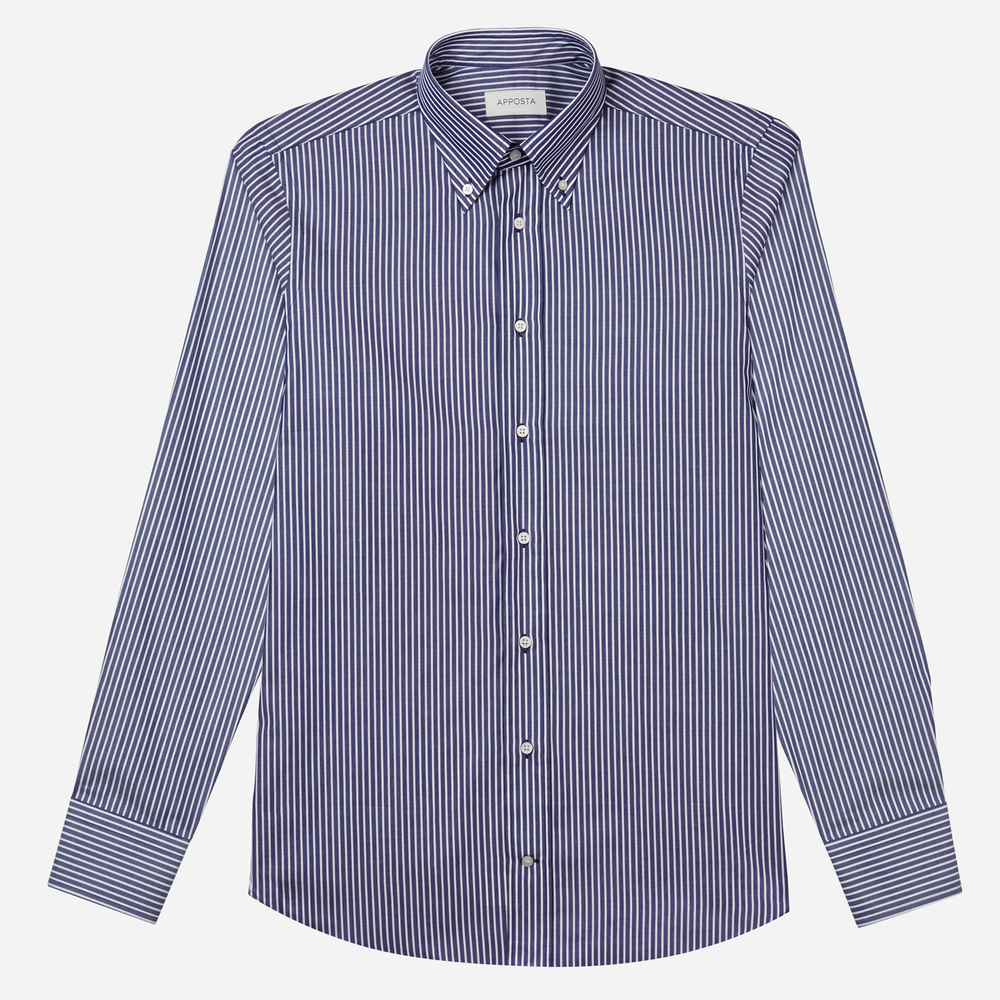 Navy blue and white striped button down collar shirt – Apposta