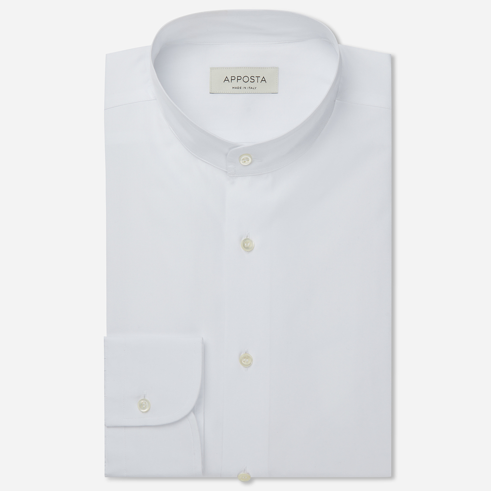 Image of Shirt solid white 100% pure cotton poplin viroformula, collar style band collar