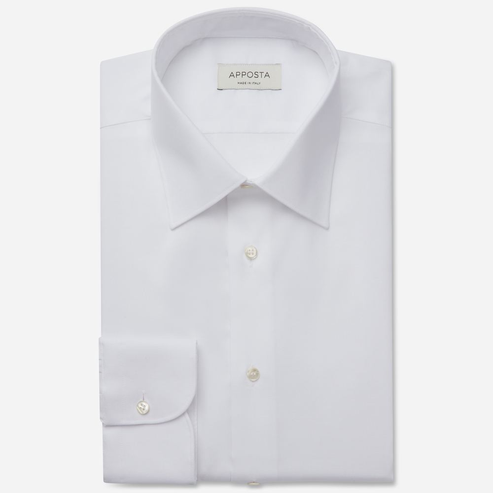 Image of Shirt solid white stretch poplin viroformula, collar style low straight point collar