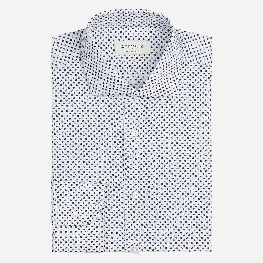 Camicia disegni a fantasia bianco 100% puro cotone tela, collo stile collo francese aggiornato a punte corte