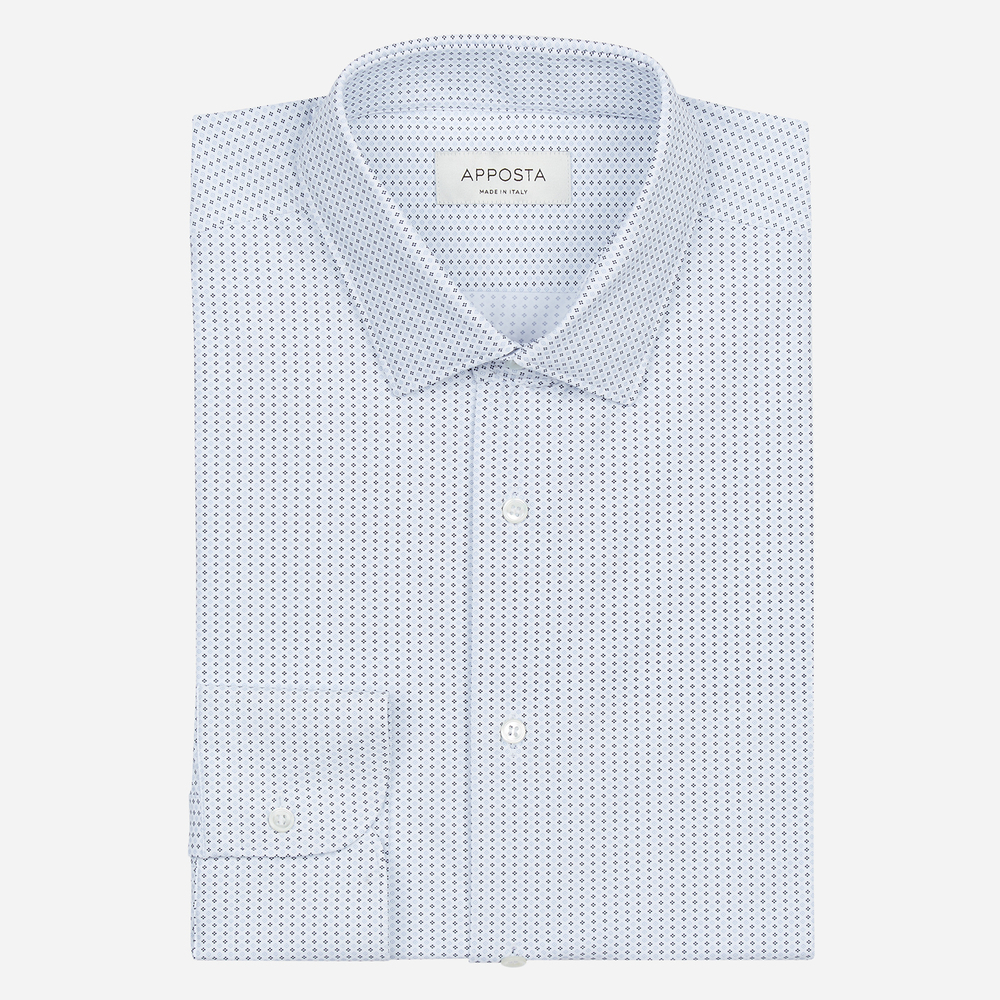 Camicia disegni azzurro lycra popeline doppio ritorto sensitive, collo stile italiano aggiornato