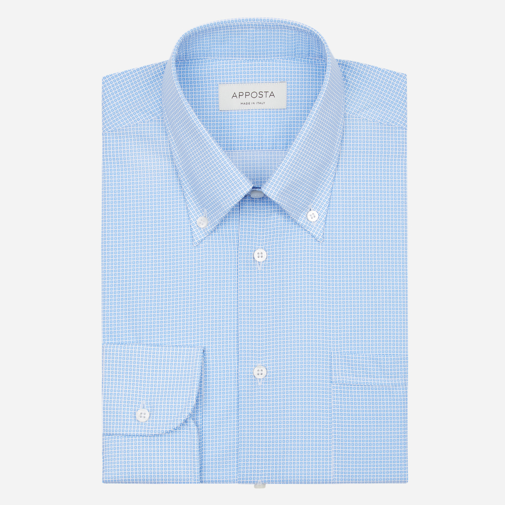 Image of Shirt patterned designs light blue 100% pure cotton poplin, collar style button-down collar