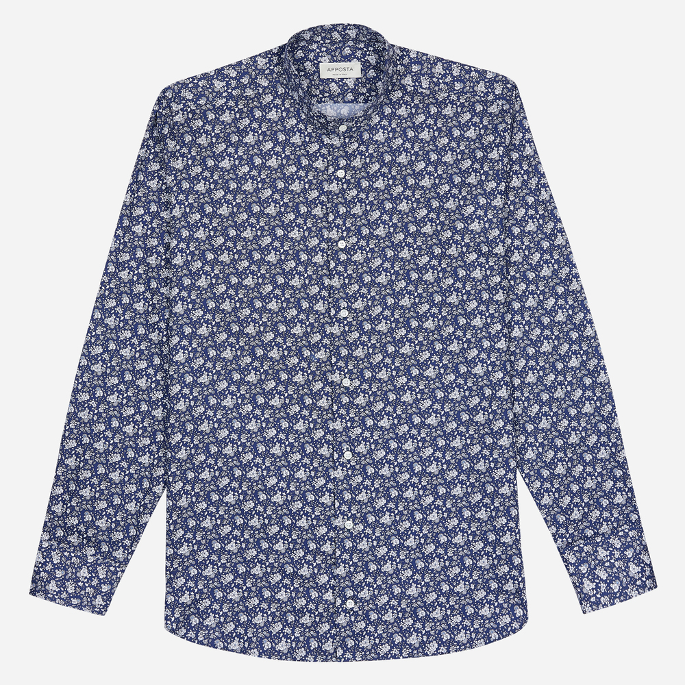 Hemd  blumenmuster  marineblau baumwolle pinpoint oxford, kragenform  stehk günstig online kaufen