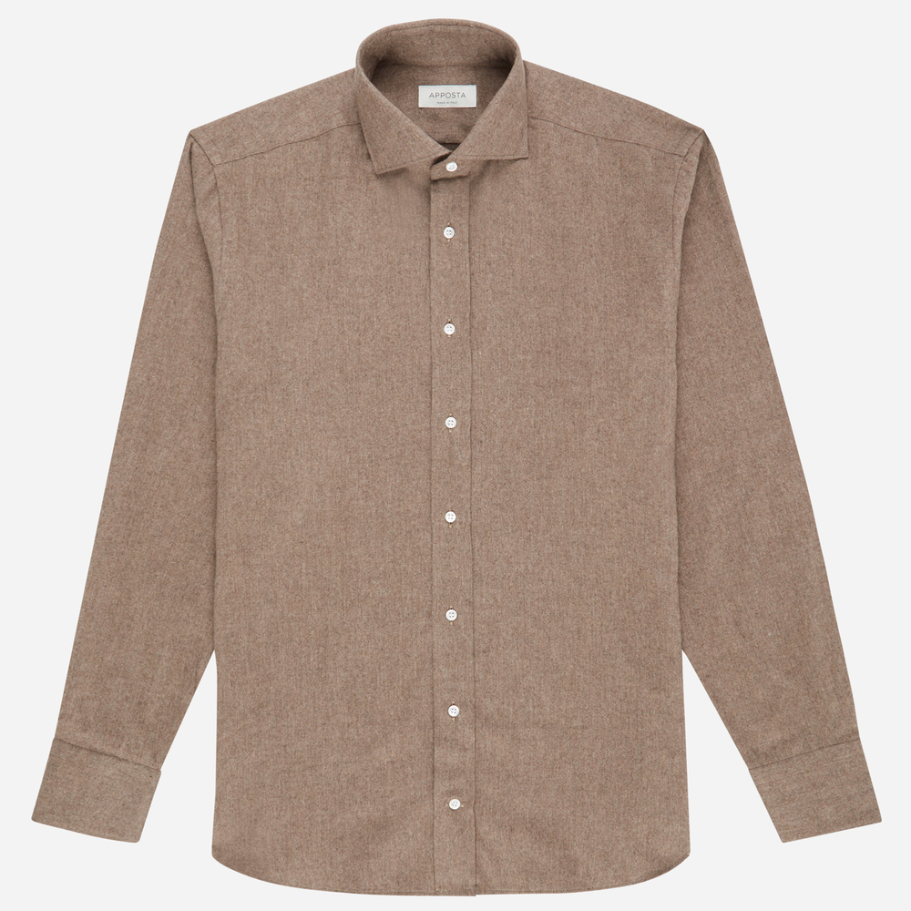 Hemd  einfarbig  braun flanell oxford doppelt gezwirnt, kragenform  niedrig günstig online kaufen