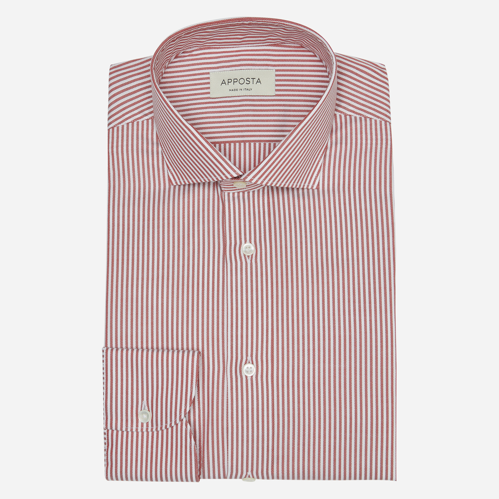 Camicia righe rosso 100% puro cotone oxford, collo stile collo francese aggiornato a punte corte