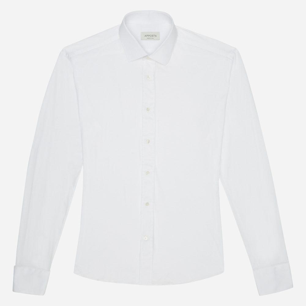 Hemd  einfarbig  weiß baumwolle jersey doppelt gezwirnt, kragenform  modern günstig online kaufen