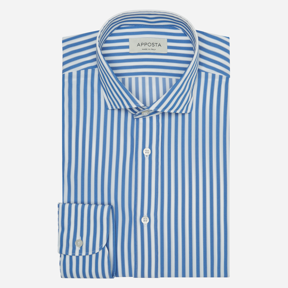 Shirt  stripes  light blue lycra plain, collar style  updated spread with short points