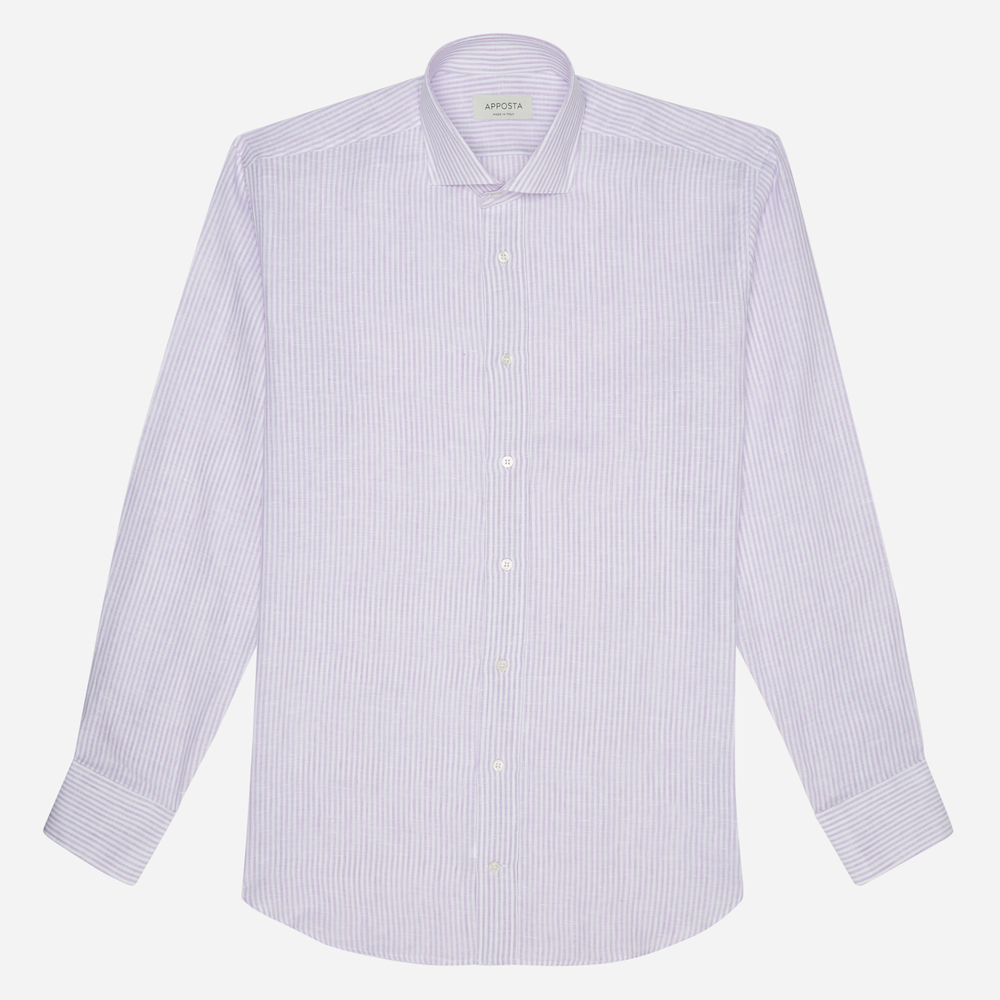 Hemd  streifen  violett leinen leinwandbindung, kragenform  modernisierter günstig online kaufen