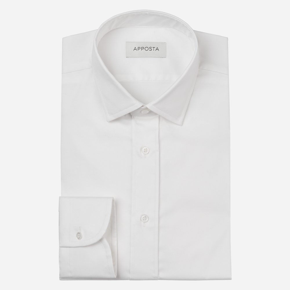 Image of Shirt solid white stretch poplin supima, collar style updated straight point collar with short points