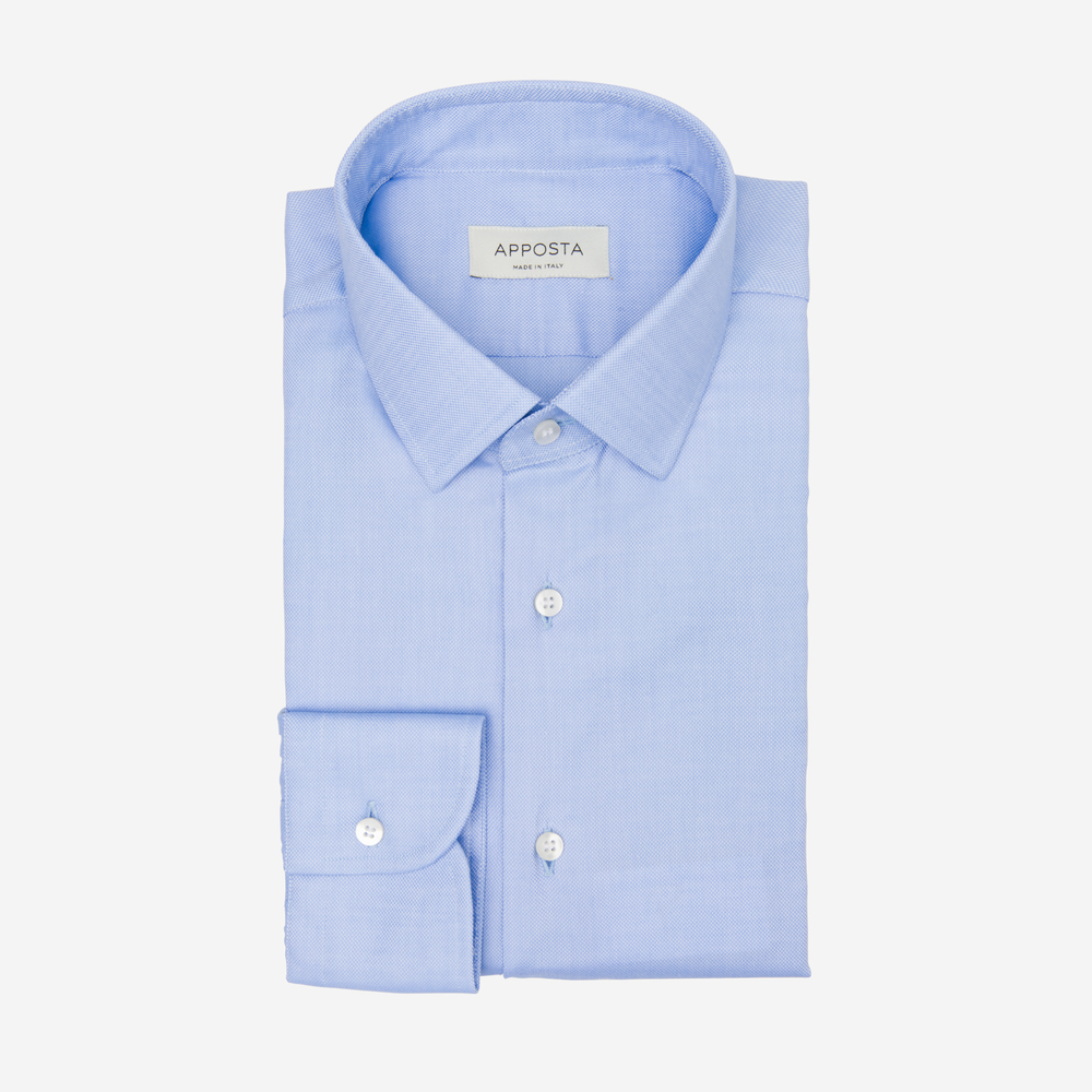Shirt  solid  light blue 100% wrinkle free cotton oxford double twisted, collar style  updated straight point collar