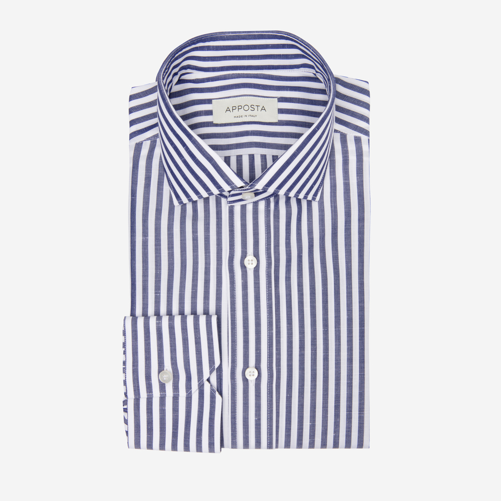 Hemd  streifen  marineblau baumwoll-leinen leinwandbindung, kragenform  mod günstig online kaufen