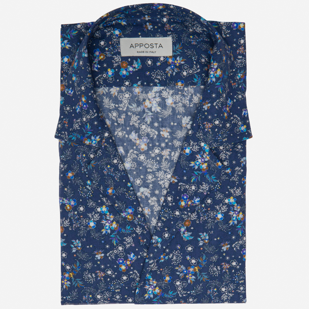 Hemd  blumenmuster  marineblau baumwolle popeline, kragenform  reverskragen günstig online kaufen