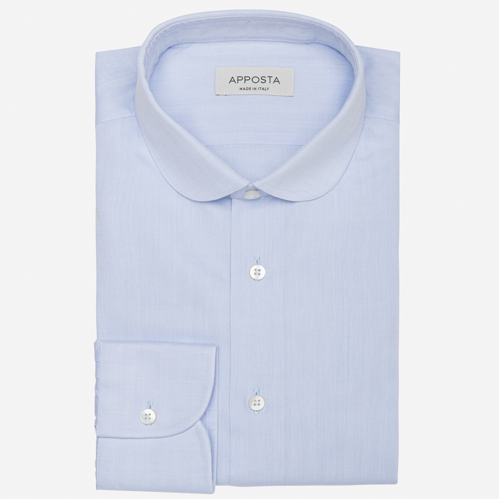 Camicia disegni azzurro 100% puro cotone chevron, collo stile rotondo
