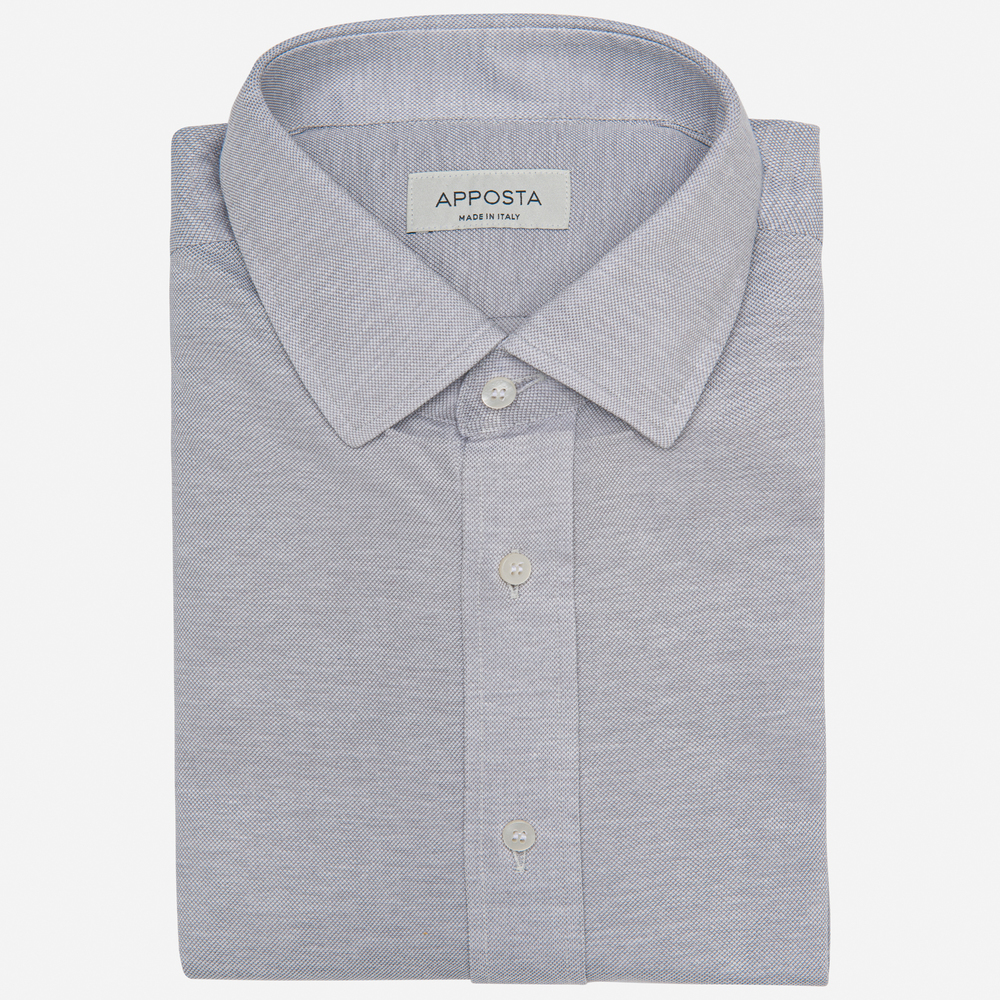 Camicia tinta unita grigio 100% puro cotone jersey, collo stile italiano aggiornato