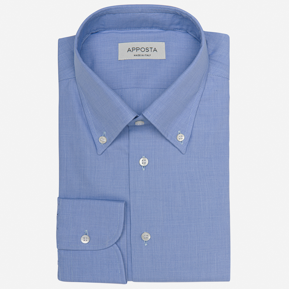 Camicia tinta unita azzurro 100% puro cotone fil-a-fil doppio ritorto, collo stile button down product