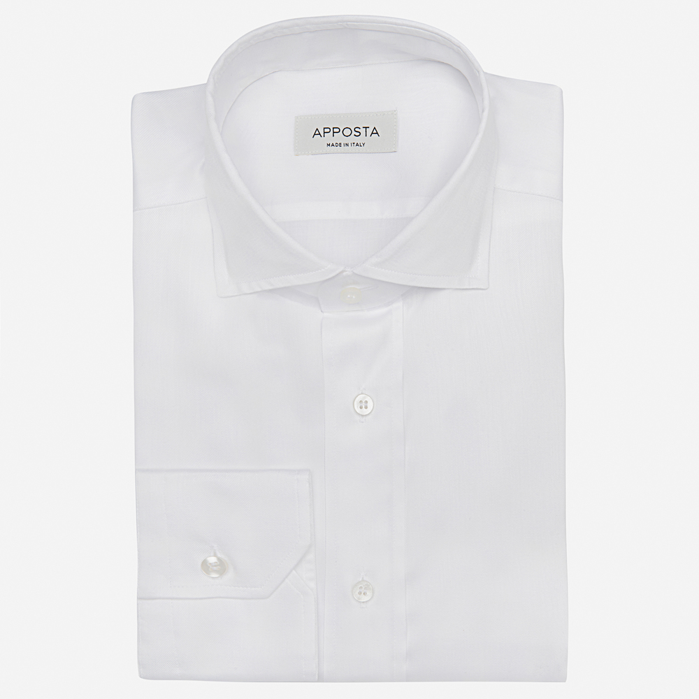 Camicia tinta unita bianco stretch popeline, collo stile collo francese aggiornato a punte corte product