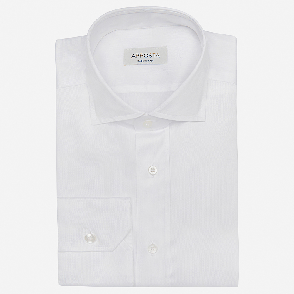 Camicia tinta unita bianco stretch popeline, collo stile collo francese aggiornato a punte corte