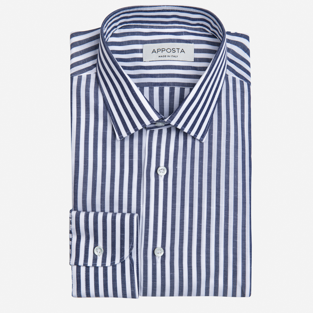 Hemd  streifen  marineblau baumwoll-leinen leinwandbindung, kragenform  mod günstig online kaufen