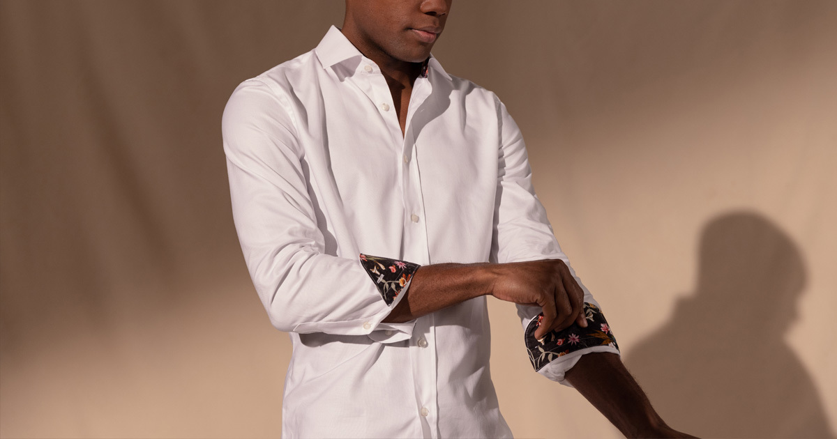 albini dress shirts Albini 100s White Stretch Poplin Shirt